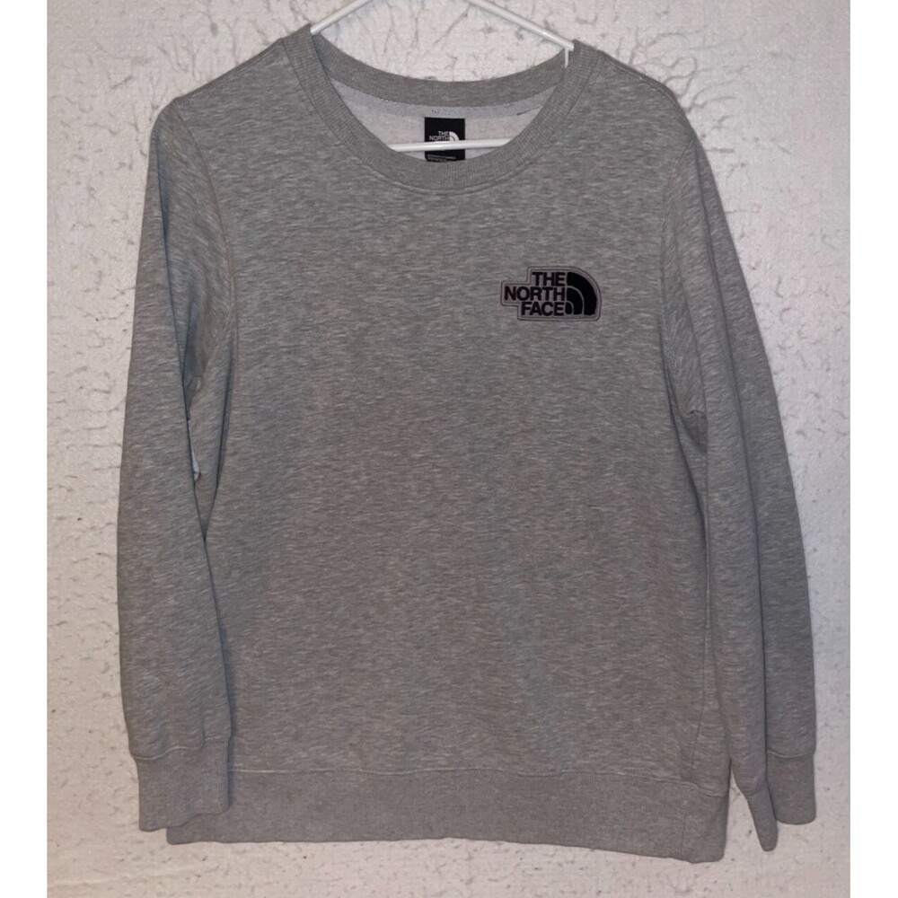 The North Face Sweatshirt Women's L Gray Logo Crew Neck Fleece Pullover